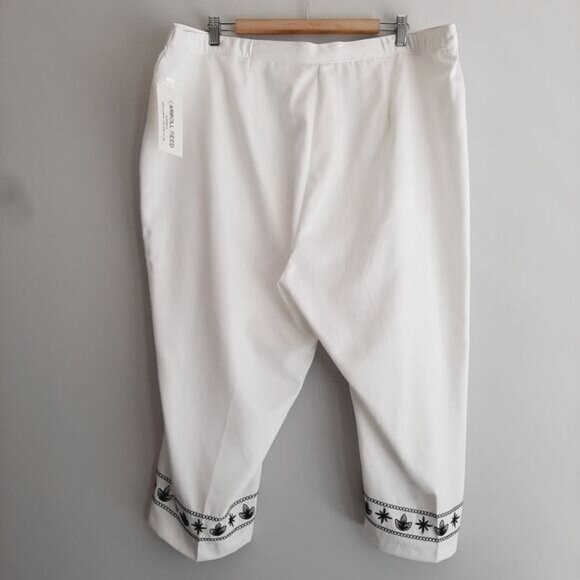 CARROLL REED | Capri Crop Pants White & Black Embroidery Sz 20W Flawed - Picture 8 of 14